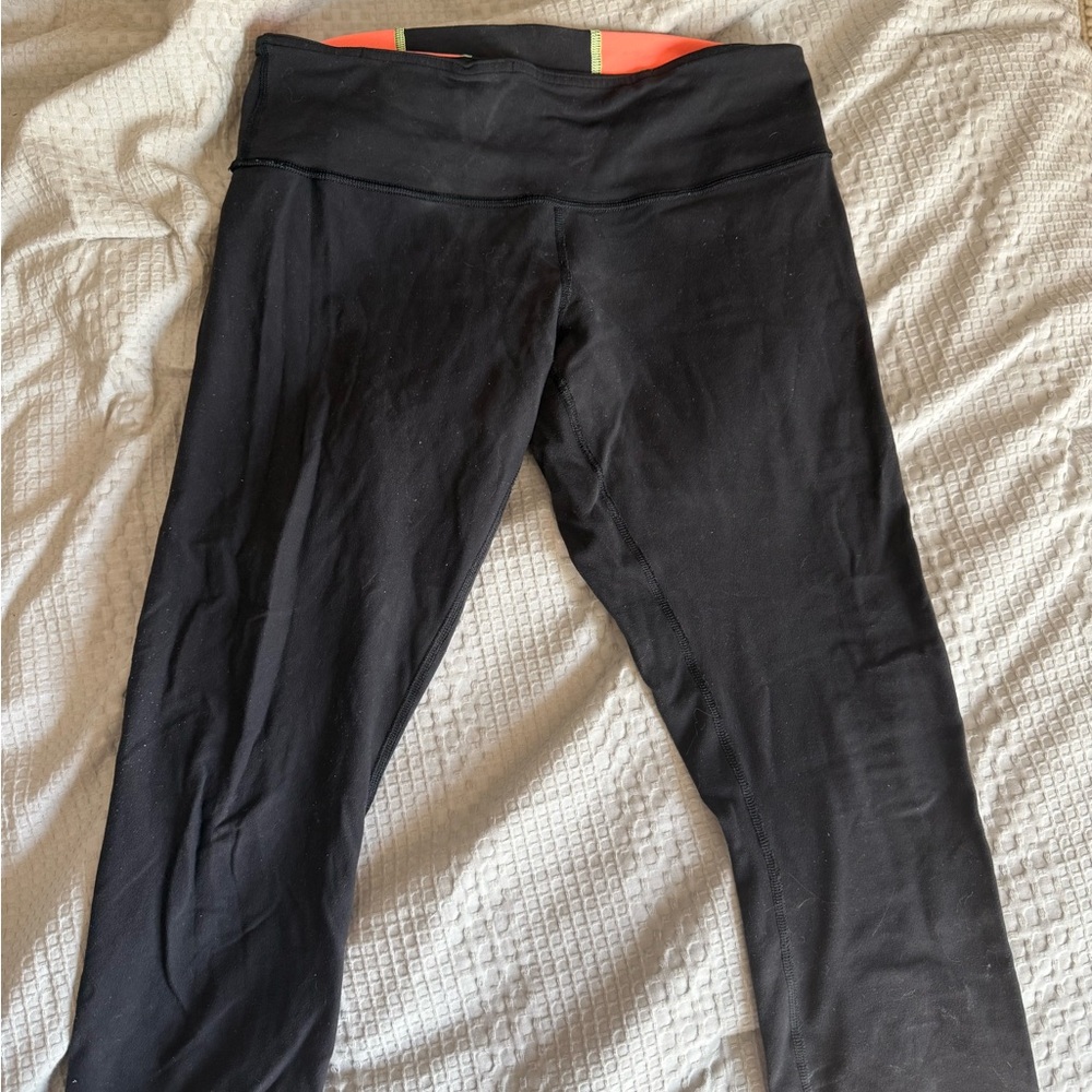 lululemon athletica Black Leggings with Orange Accent